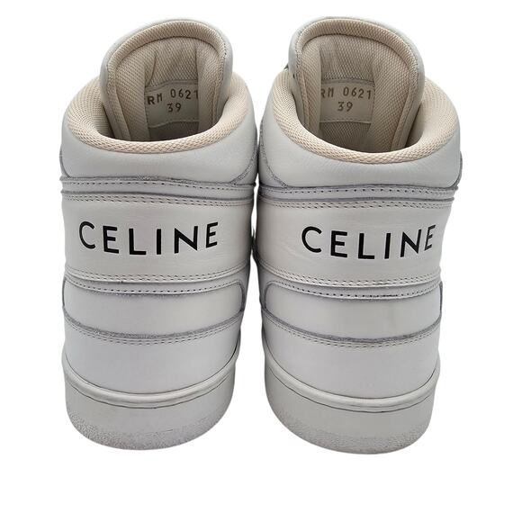 Celine High Top Sneakers Trainers CT-03 White Leather Shoes Size 39 US 9 - Picture 5 of 9